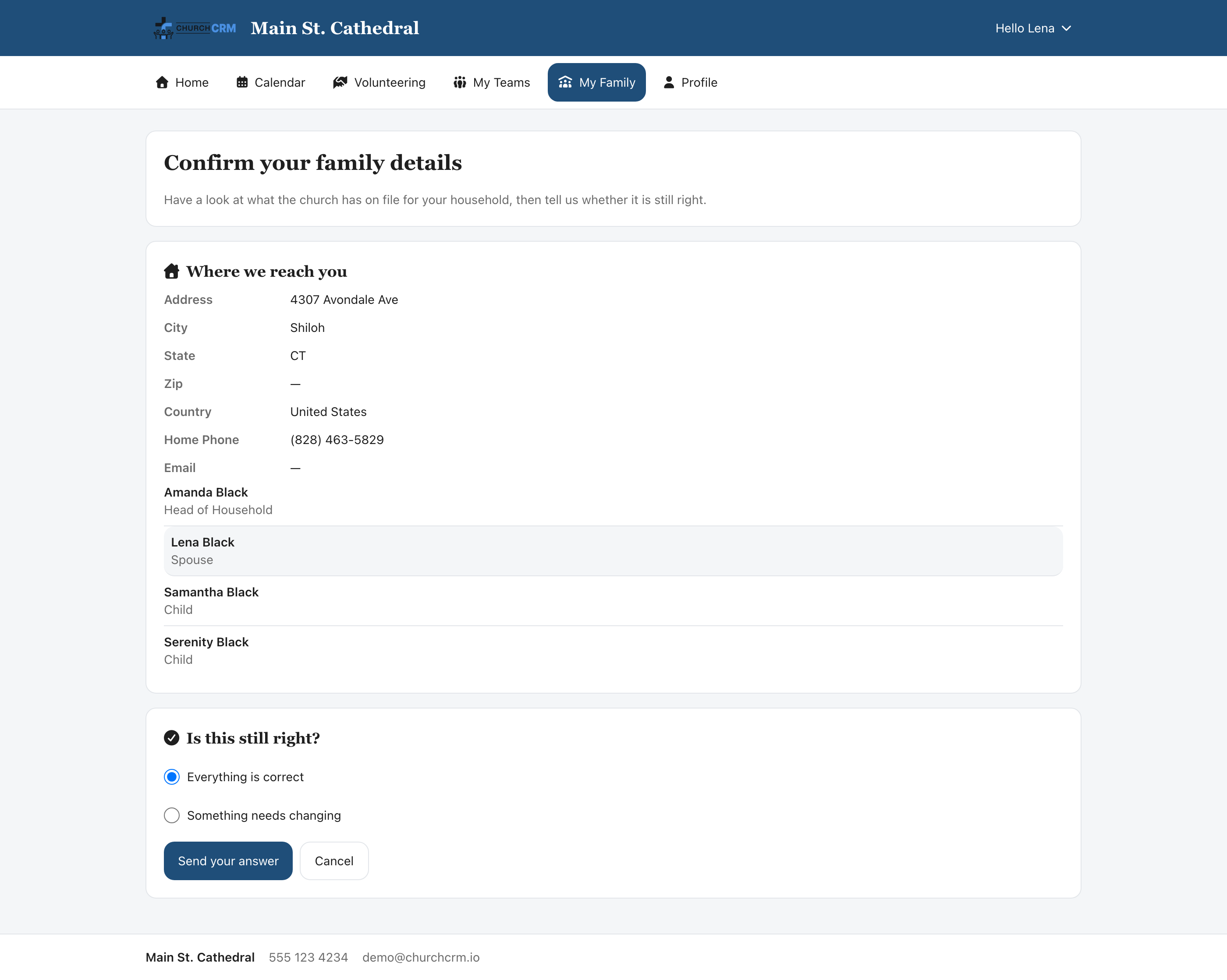 Confirm your family details