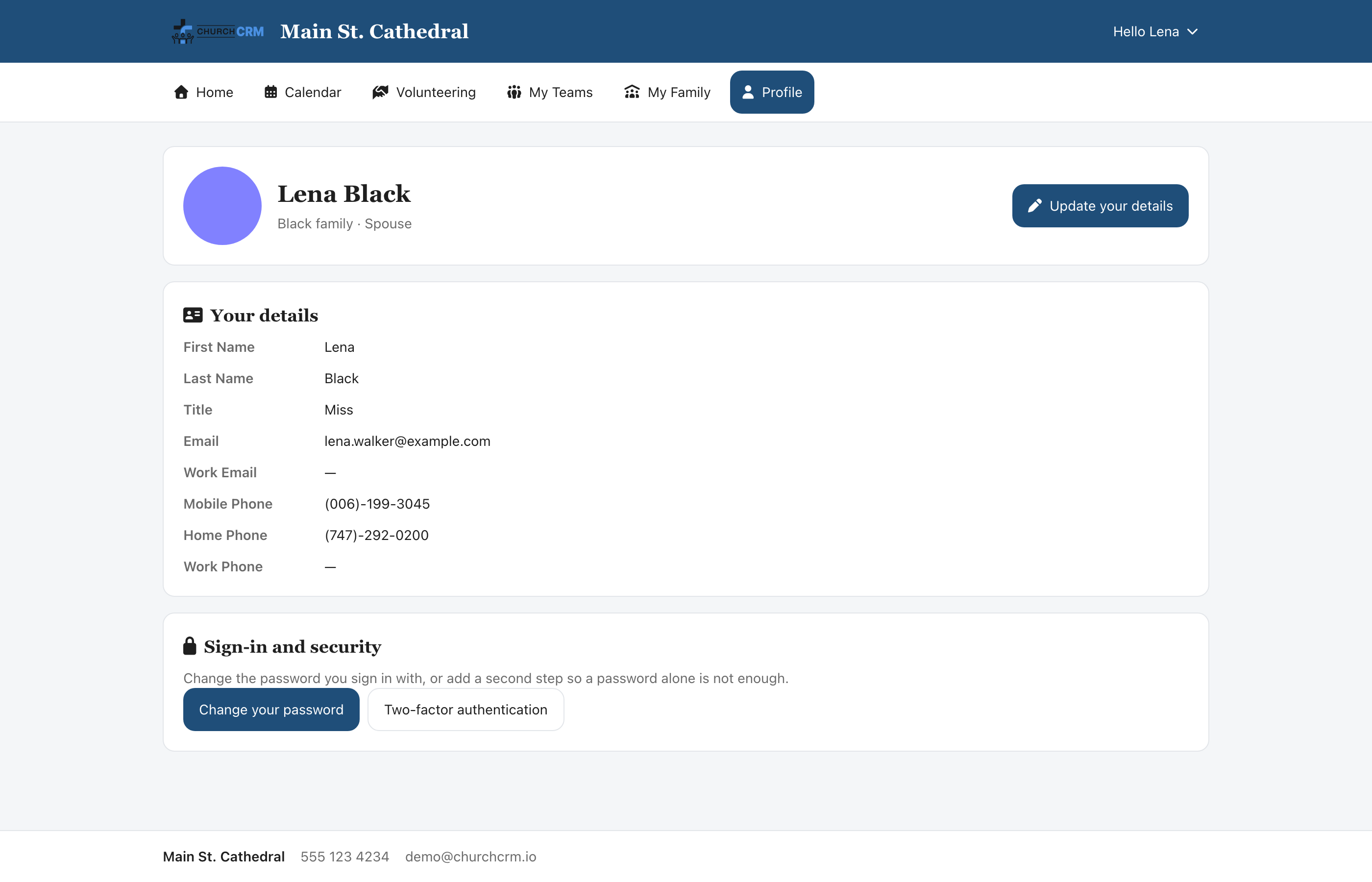 The Profile page