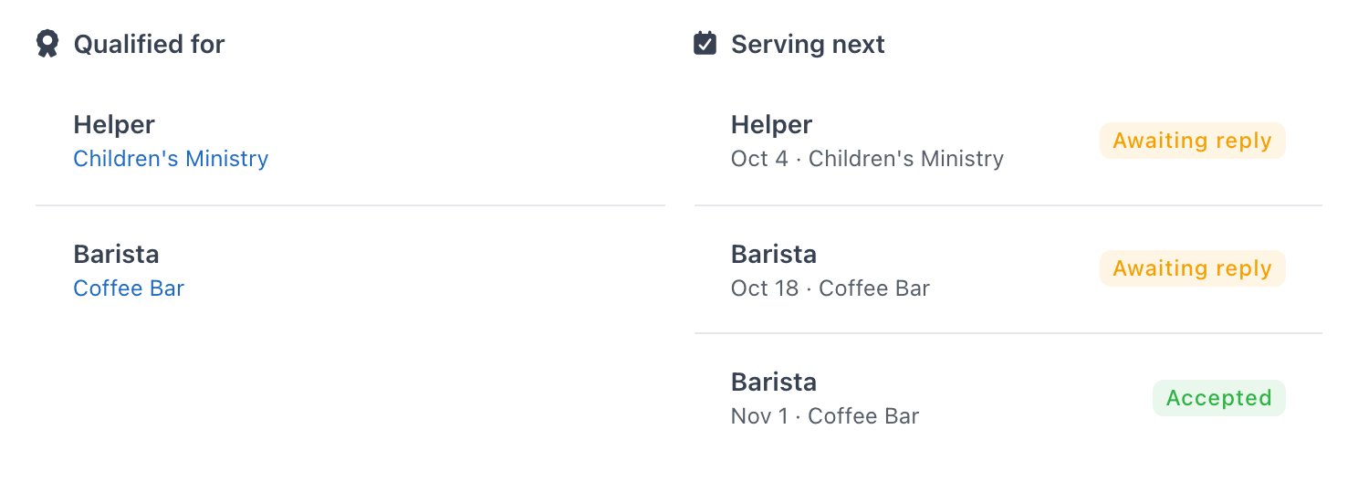 The Volunteer tab on a person record